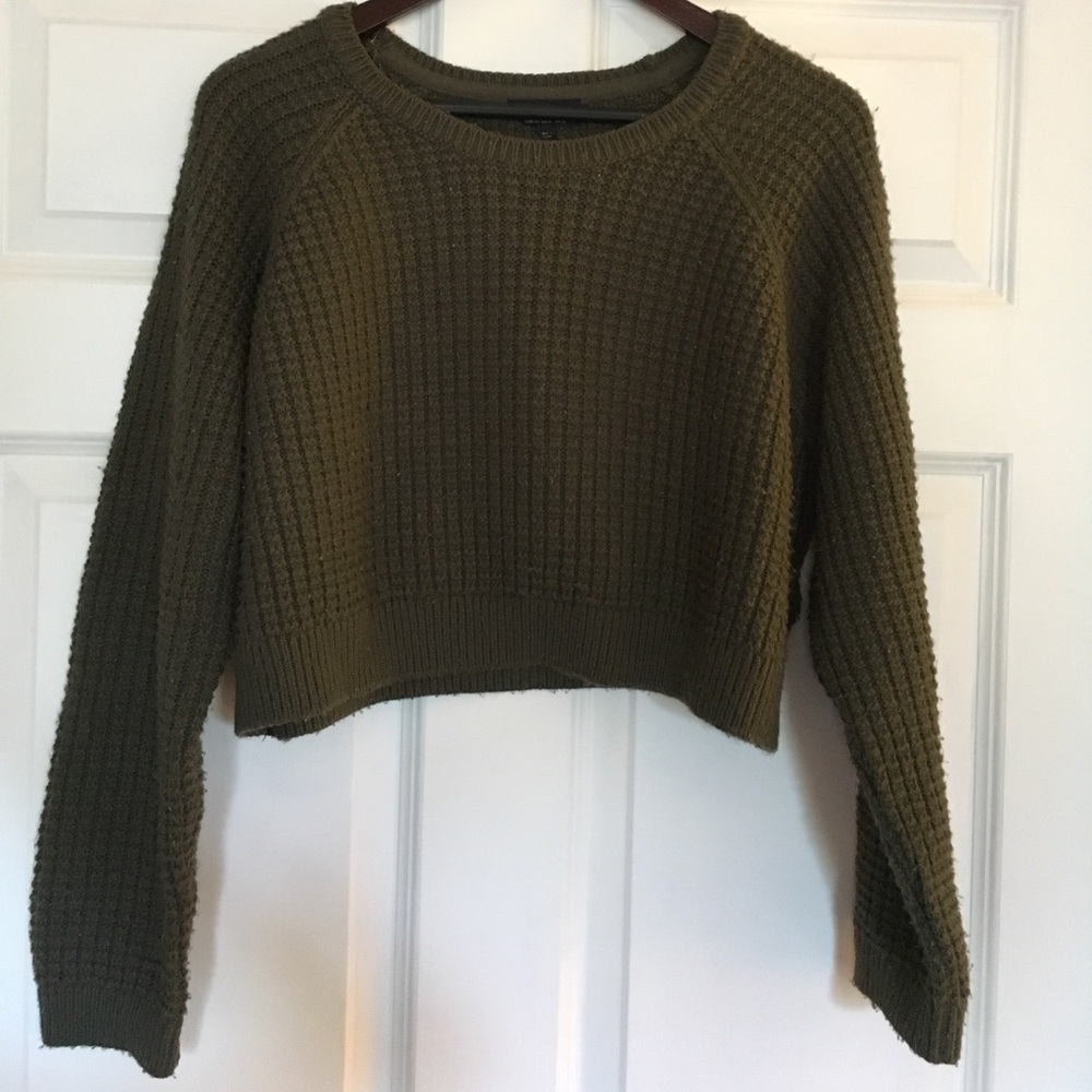 Dark olive green cropped Topshop sweater